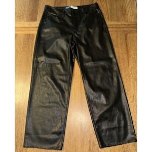 Women's Old Navy High Rise OG LOOSE Faux Leather Size 10 Black Pants